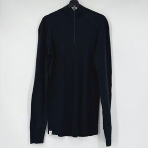 Ibex Mens XX-Large Black 100% New Zealand Merino Wool 1/4 Zip Pullover Top